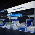 Samsung Exhibition Stand With Modern White Blue Design Reception Counter And Product