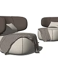 Single Sofa With Brown Backrest Beige Seat And Plaid Blanket Pillow 3d model