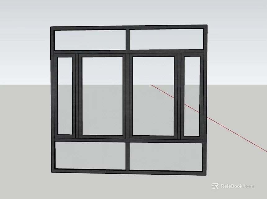 Modern Black Aluminum Casement Window With Multiple Glass Panels And Frame Structure 3d model 