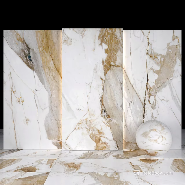 Marble Components With Natural Veins For Modern Interior Wall And Floor Design 3d model 