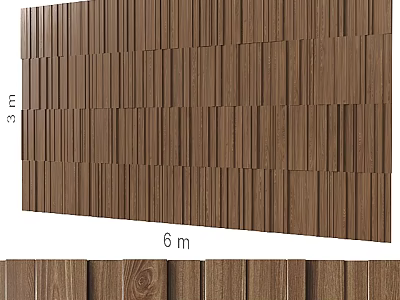 Wooden Wall Panel With Vertical Slats Design For 6 Meters Length Interior Decor 3d model