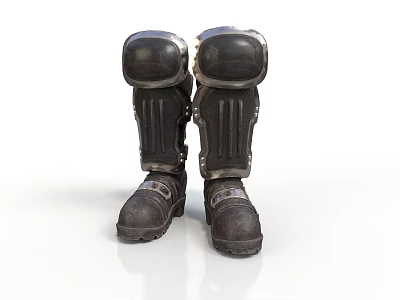 Black Protective Knee Boots With Heavy Duty Design For Work Safety 3d model