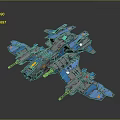 Futuristic Scifi Spacecraft Model with Blue Gray Intricate Structure for Cosmic Exploration Missions