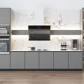 Modern Kitchen Interior Design With Gray Cabinets Marble Backsplash And Appliances 3d model
