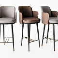 Modern Upholstered Bar Stools With Armrests Three Colored Gray Brown Gray Tall Black Metal Legs