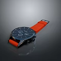 Stylish Modern Watch with Black Dial Orange Strap and Metal Case