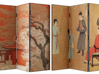 new chinese style screen 3d model