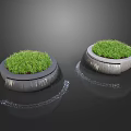 Garden Decorative Ornaments With Circular Containers Green Grass And Water Ripples