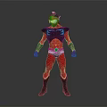 Humanoid Superhero Character In Red Armor With Silver Shoulders Blue Chest And Yellow Helmet