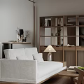 Modern Elegant Living Room Interior With White Sofa Round Coffee Table And Wooden Elements