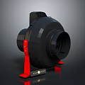 Sleek Modern Lighting Combination With Black Body Red Stand And Blade Design