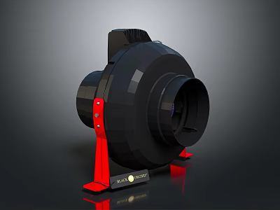 Sleek Modern Lighting Combination With Black Body Red Stand And Blade Design 3d model