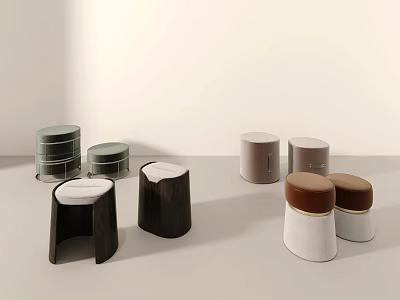 Modern Stools Collection With Various Designs Colors And Materials For Home Decor 3d model