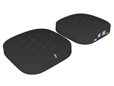 Two Black Square Mini Desktop PCs With Compact Design And Colored Interface Labels 3d model