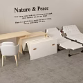 Modern Single Beds With White Mattress Gold Frame And Cabinet In Peaceful Room