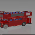 Red Double Decker Bus With Open Top And Blue Seats Exterior Design