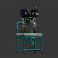 Industrial Manufacturing Machine With Green Frame Multiple Metal Spools And Control Panel System