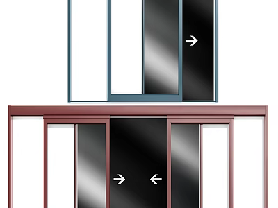 Modern Interior Swing Door With Glass Panels And Wooden Frame Design 3d model
