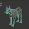3D Lynx Model with Pink Fur and Spots Standing on Dark Background Open Mouth