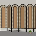 Middle ancient screen partition 3d model