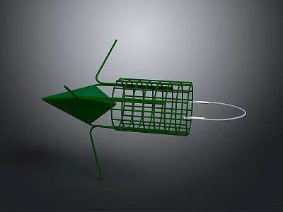 Sturdy Green Metal Garden Basket with Wire Grid and Loop Handle 3d model