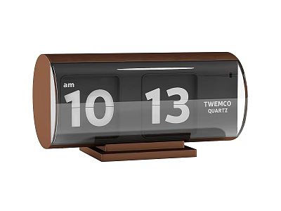 TWEMCO Modern Brown Flip Clock With Quartz Digital Display Design 3d model