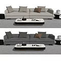Light Gray And Dark Gray Two-Seater Sofa With Throw Pillows Coffee Table And Side Table 3d model