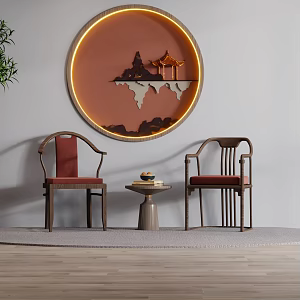 New Chinese style single chair 3d model