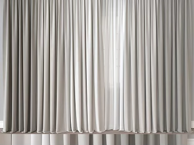 Gray Modern Curtains With Draped Pleated Design For Home Window Interior Decor 3d model