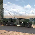 Military Weapon System Featuring Camouflage Truck Mounted Missile Launcher Desert Deployment Ready