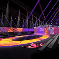 Fashion Runway Stage With Colorful Lighting And Decorative Circular Design