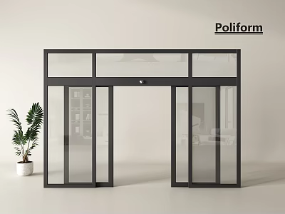 Poliform Modern Sliding Doors With Glass Panels And Black Frame Design 3d model