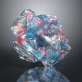 Colorful Transparent Crystal With Blue Pink Silver Hues And Faceted Surface On Black Background