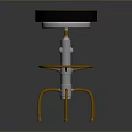 Modern Round Bar Stool With Black Upholstered Seat And Gold Metal Frame