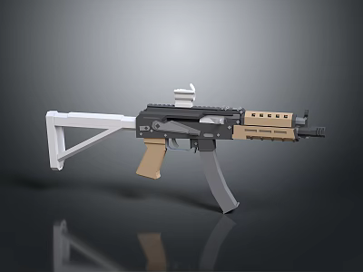 Modern Tactical Rifle With White Folding Stock Black Body And Tan Rail System 3d model