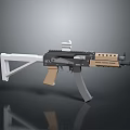 Modern Tactical Rifle With White Folding Stock Black Body And Tan Rail System