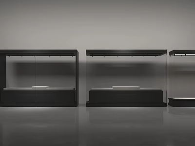 Modern Black Display Shelves With Glass Doors For Store Showroom 3d model
