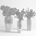 Elegant Textured Vases with Blue Yellow Purple Flowers in Blue White Beige Brown Ceramic Design