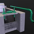 Industrial Concrete Structure With Green Pipes And Mechanical Pump Components 3d model