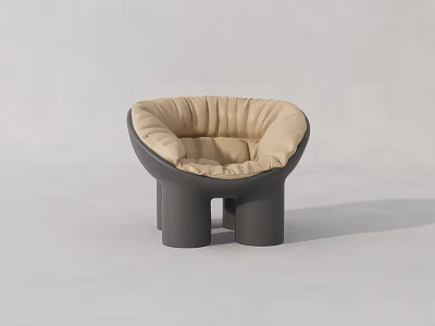 Stylish Leisure Sofa Set Featuring Beige Padded Seat And Dark Gray Base 3d model