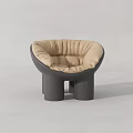 Stylish Leisure Sofa Set Featuring Beige Padded Seat And Dark Gray Base