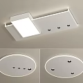 Modern Ceiling Light Design with Rectangular and Round Shapes Small Lamp Holes and Edge Lighting 3d model