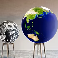Modern Decorative Globe Ornament Set With Wooden Stands For Home Decor