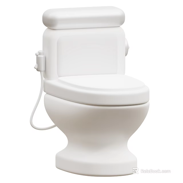 White Modern Toilet Design With Water Tank Seat And Connected Hose 3d model 