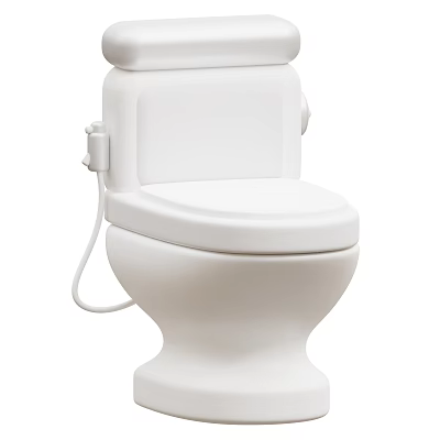 White Modern Toilet Design With Water Tank Seat And Connected Hose 3d model