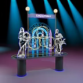 Tournament of Champions Spring Open Trophy Stand With Sculptures And Spotlight Lighting