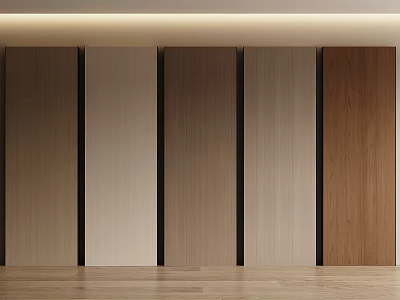 Modern Wooden Wall Panels in Various Colors with Natural Wood Grain for Interior Design 3d model