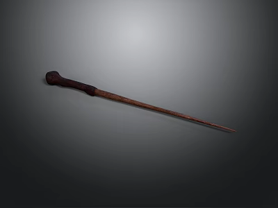 Handcrafted Wooden Magic Wand With Carved Handle And Unique Texture 3d model