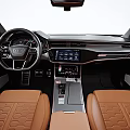 Luxury Car Interior Design With Audi Steering Wheel Digital Dashboard And Leather Seats