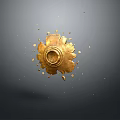 Golden Ornate Weapon Decoration With Petal Shaped Design And Flying Fragments